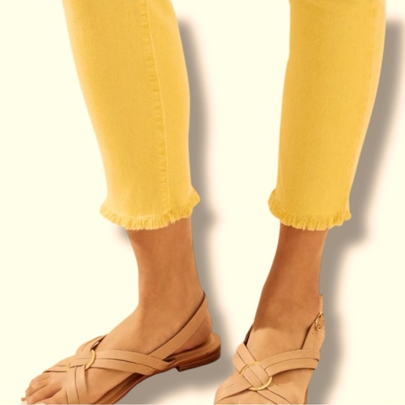 Ann Taylor LOFT Size 26/2 Yellow Modern Skinny Cropped Jeans Raw Hem - Picture 7 of 7